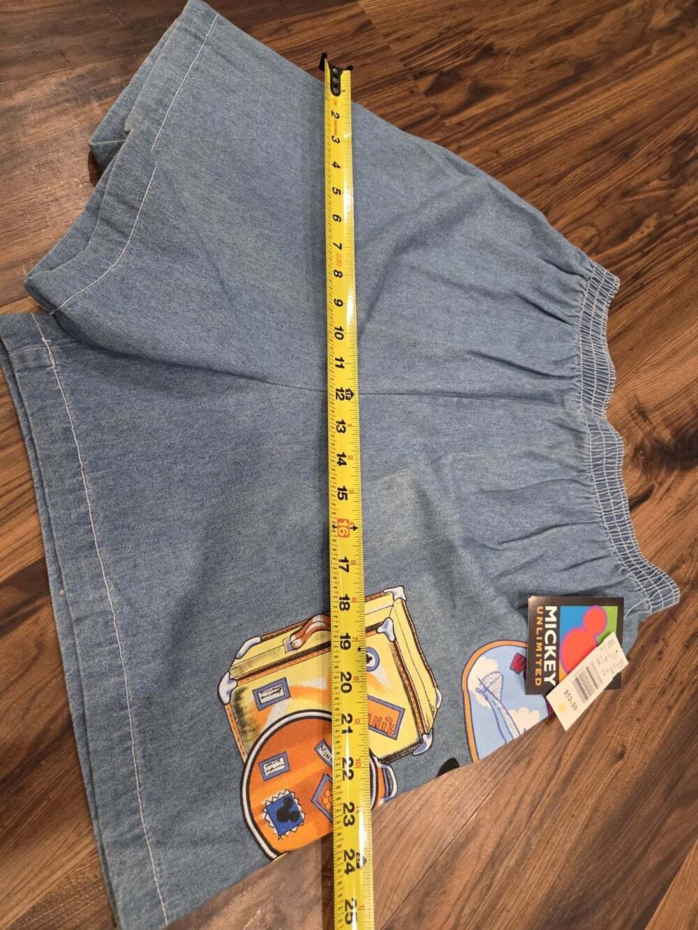 Vintage 90s Mickey Unlimited Disney Denim Shorts NWT World Travel Fits S/M - Picture 10 of 15